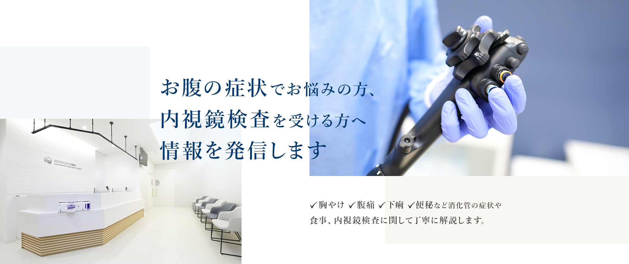 お腹の症状でお悩みの方、内視鏡検査を受ける方へ情報を発信します 胸やけ 腹痛 下痢 便秘など消化管の症状や食事、内視鏡検査に関して丁寧に解説します。